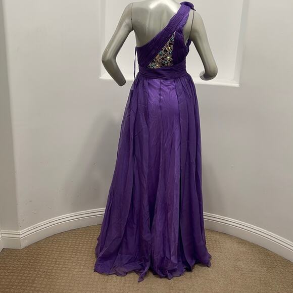 BICICI & COTY One Shoulder Purple Gown Beads Accent Size XS Special Occasion - Picture 14 of 14